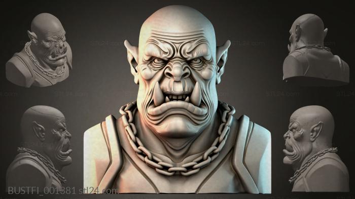 Orc bust in chains 3d STL model