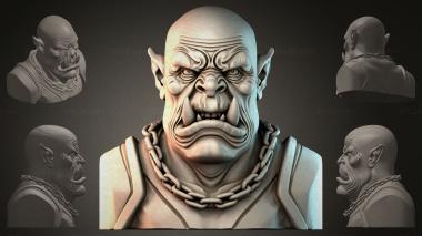 Fantasy busts Orc bust in chains 3d model