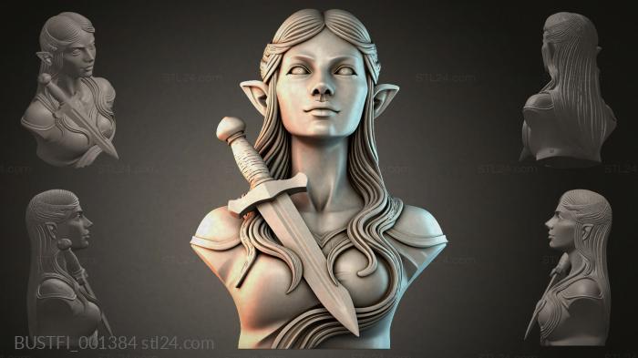Bust of an Elf with a Sword 3d STL model