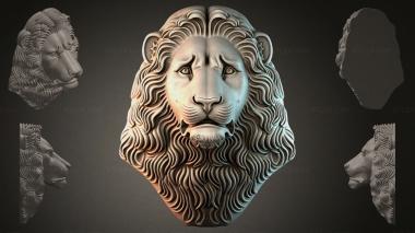 Fantasy busts Lions head relief 3d model