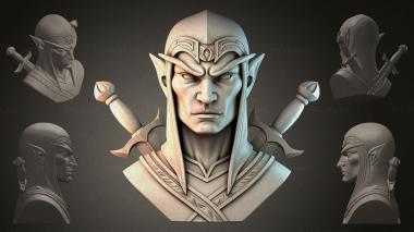 Fantasy busts Elf Warrior Bust 3d model