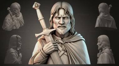 Fantasy busts Bust of a warrior with a sword 3d model