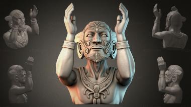 Fantasy busts Warrior bust with hands 3d model