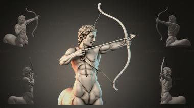 Fantasy busts Statue of an archer with a bow 3d model