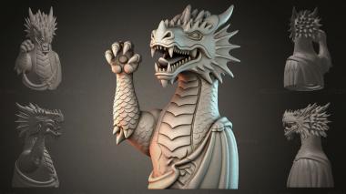 Fantasy busts Dragon with a raised paw 3d model
