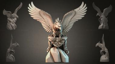 Fantasy busts Eagle sculpture with wings 3d model