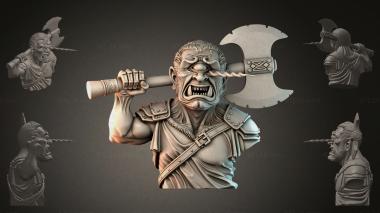 Fantasy busts Bust of a warrior with an axe 3d model