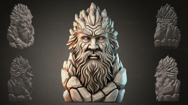 Fantasy busts Bearded Stone Old Man 3d model
