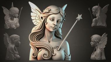 Fantasy busts Fairy with a Magic Wand 3d model