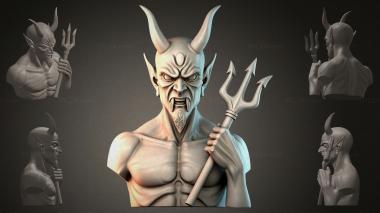 Fantasy busts Bust of a Demon with a Trident 3d model