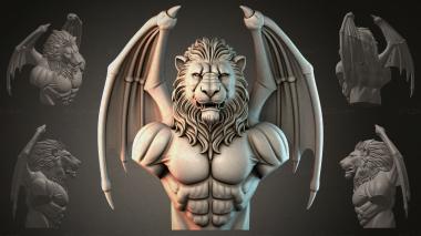 Fantasy busts Lion with wings 3d model