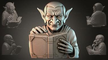 Fantasy busts Elf reading a book 3d model
