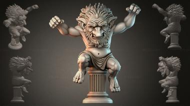 Fantasy busts Mountain Troll on a Column 3d model