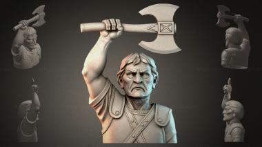 Fantasy busts Bust of a warrior with an axe 3d model
