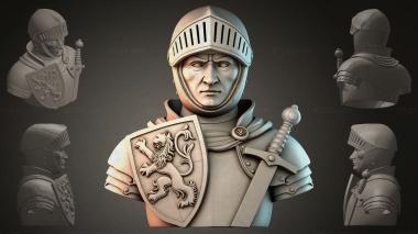 Fantasy busts Bust of a knight with a sword 3d model