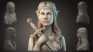Fantasy busts Elf with a Sword 3d model