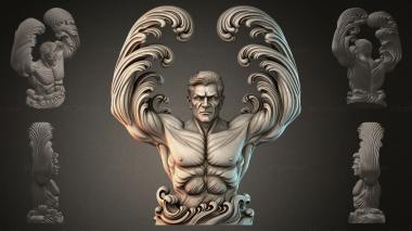 Fantasy busts Sculpture of a man with hands 3d model