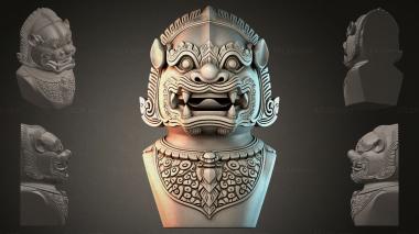 Fantasy busts Warrior Mask Statue 3d model