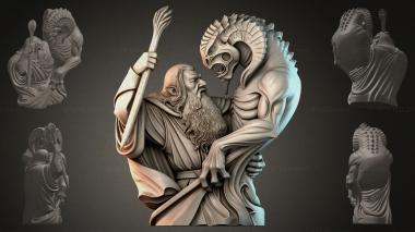 Fantasy busts Minotaur and magician 3d model