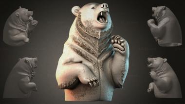 Fantasy busts Carved Bear Figurine 3d model