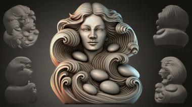 Fantasy busts Sculpture of a female bust 3d model