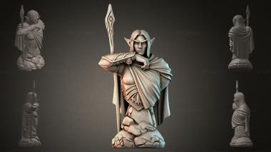 Fantasy busts Elven Mage with Staff 3d model