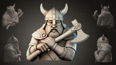 Fantasy busts Viking with an ax 3d model