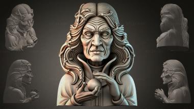 Fantasy busts Bust of an old man with a ball 3d model