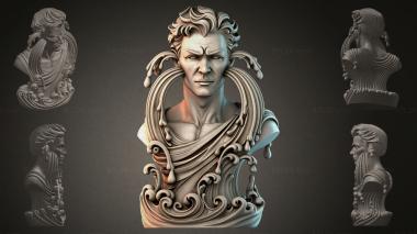 Fantasy busts Male bust sculpture 3d model