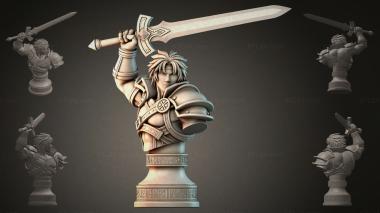 Fantasy busts Bust of a warrior with a sword 3d model
