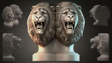 Fantasy busts Double Lion Head 3d model