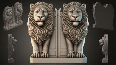 Fantasy busts Paired Lion Statues 3d model