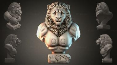 Fantasy busts Bust of a lion 3d model