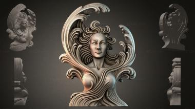 Fantasy busts Decorative female bas-relief 3d model