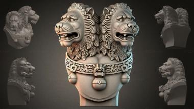 Fantasy busts Double Lion Head 3d model