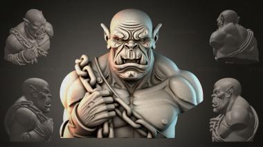 Fantasy busts Orc bust with chain 3d model