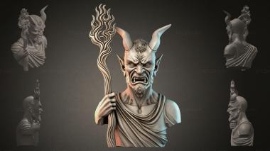 Fantasy busts Bust of a Demon with a Staff 3d model