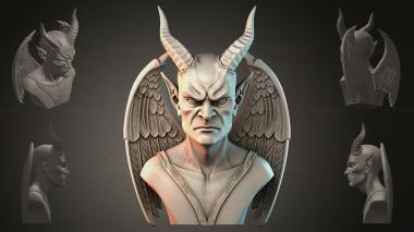 Fantasy busts Demon bust with horns 3d model