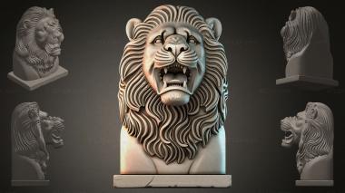 Fantasy busts Lion sculpture bust 3d model