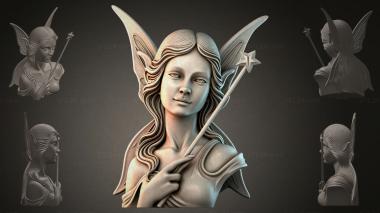 Fantasy busts Bust of a fairy with a wand 3d model