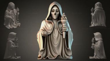 Fantasy busts Hooded figure with torch 3d model
