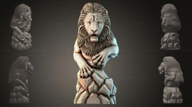 Fantasy busts Lion figurine on stone 3d model
