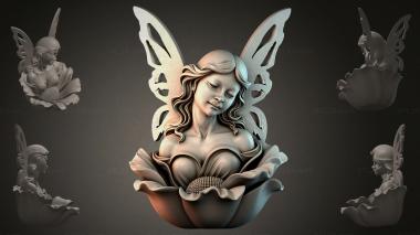 Fantasy busts Fairy in a Flower 3d model