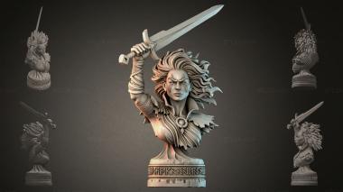Fantasy busts Bust of a warrior with a sword 3d model