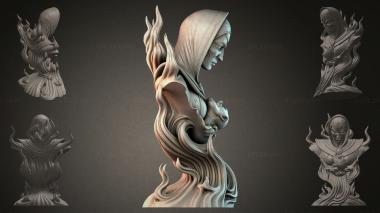 Fantasy busts Sculpture of a hooded woman 3d model