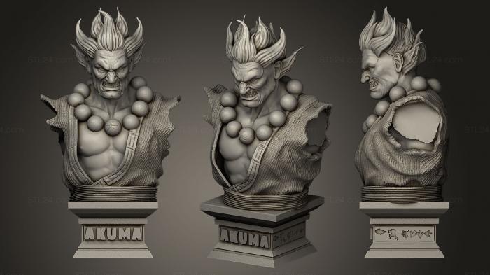 Бюсты монстры и герои (Уличный боец ​​Акума, BUSTH_0007) 3D модель для ЧПУ станка