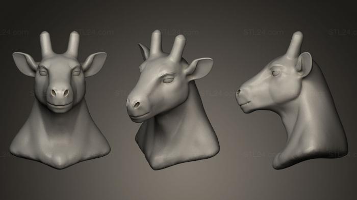 Busts of heroes and monsters (Anthro Giraffe Head, BUSTH_0014) 3D models for cnc