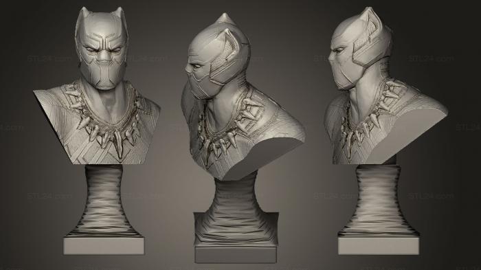 Busts of heroes and monsters (BLACK PANTHER INSPIRITED, BUSTH_0053) 3D models for cnc