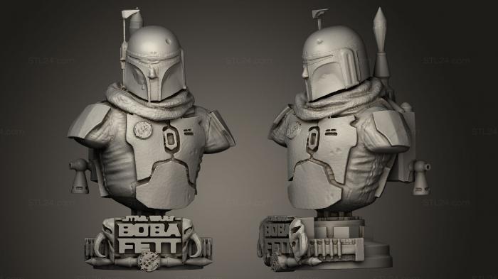 Бюсты монстры и герои (Боба Фетт Звездные войны, BUSTH_0060) 3D модель для ЧПУ станка