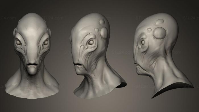 Busts of heroes and monsters (Creature alien Head, BUSTH_0067) 3D models for cnc
